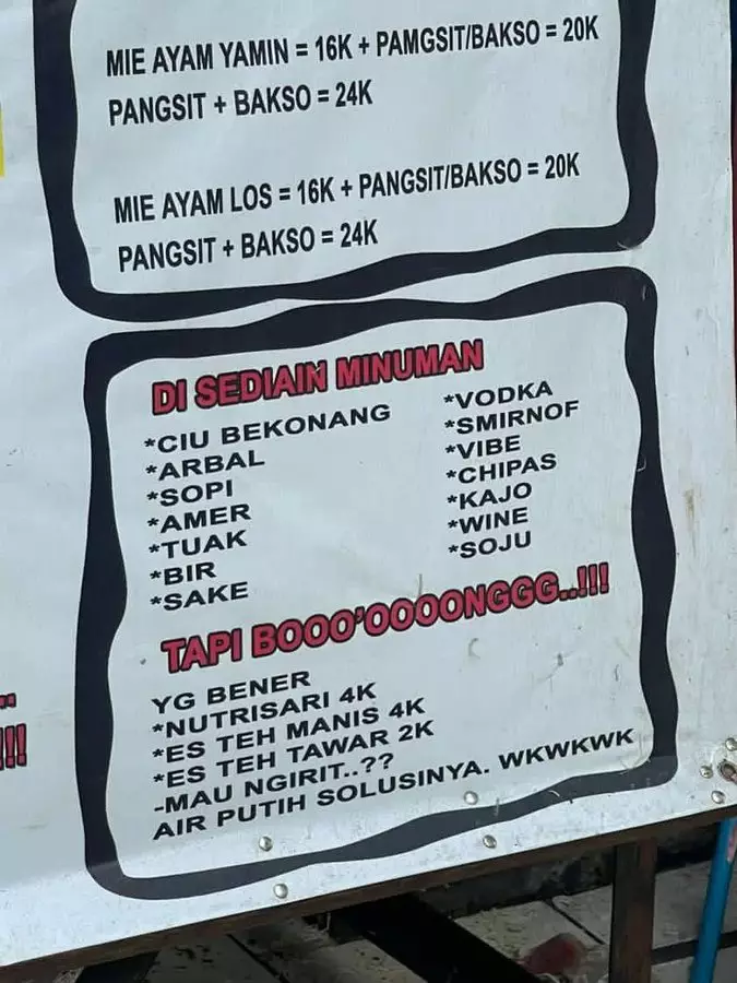 tulisan spanduk promo makanan © X