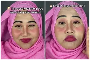 Awalnya tampak menor, transformasi makeup wanita wajah bulat ini bikin pangling usai dirias soft bold