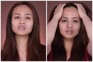 Transformasi makeup wanita bermata sayu dirias soft bold ini bikin eye look-nya bulat bak boneka