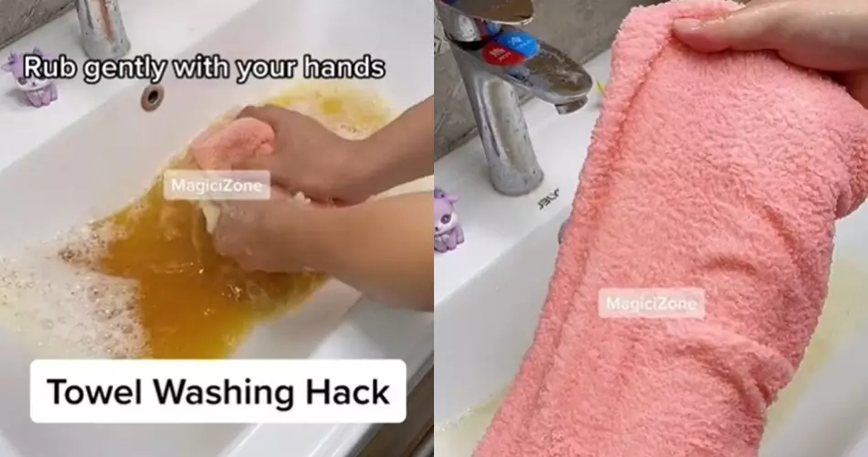 Trik mencuci handuk penuh noda agar kinclong © TikTok