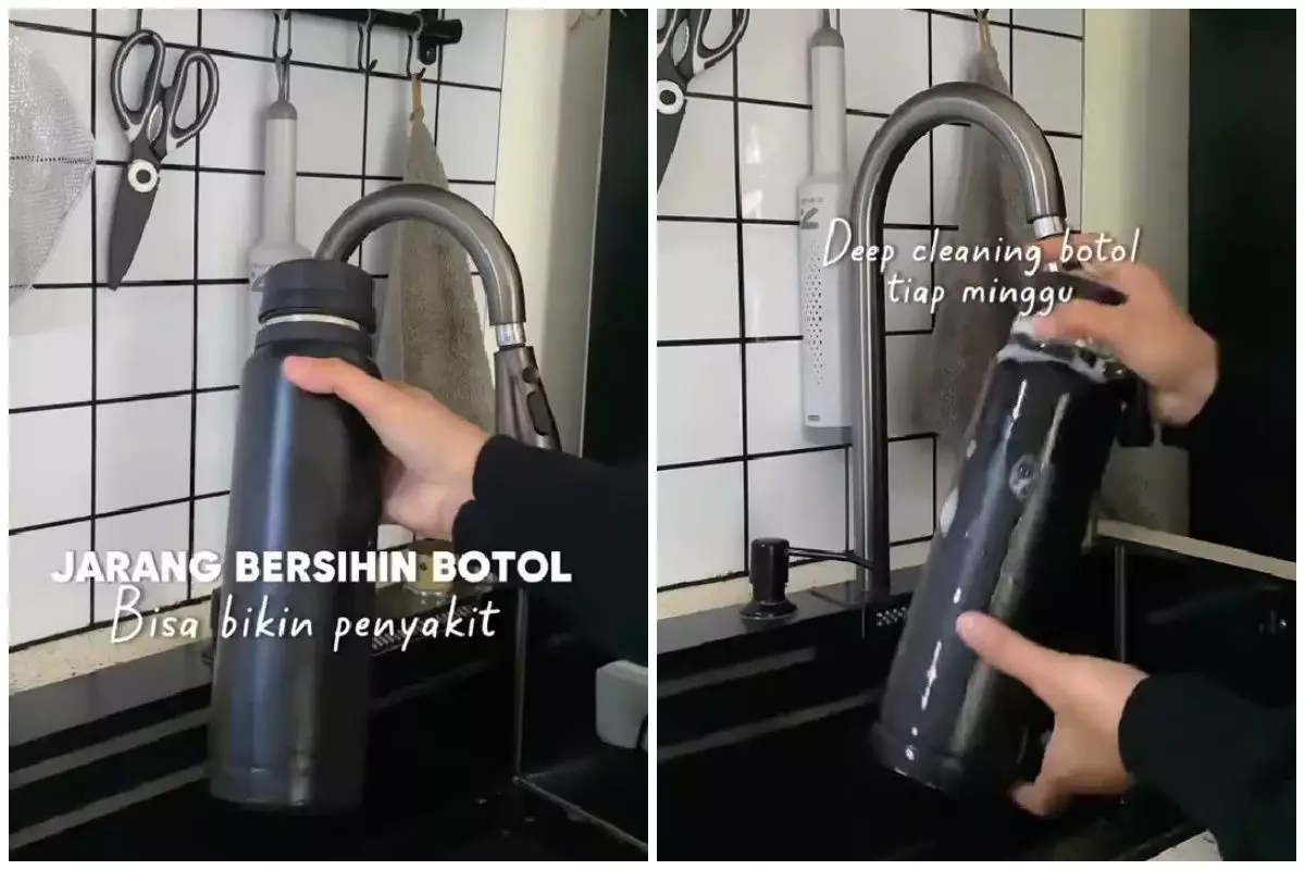 Trik bersihkan botol minum agar bebas dari bakteri dan jamur, sekarang pakai 1 bahan dapur