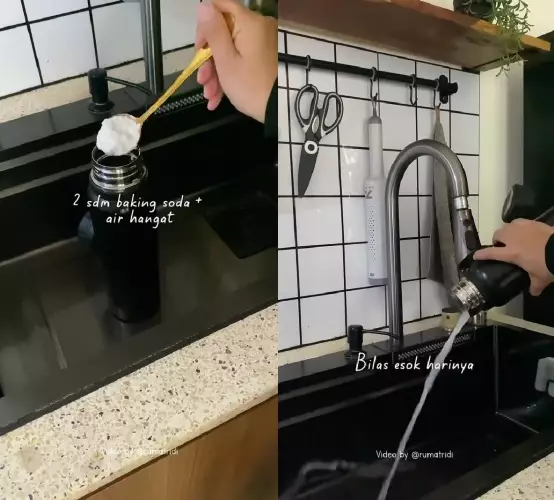 bersihkan botol minum bebas dari bakteri © TikTok
