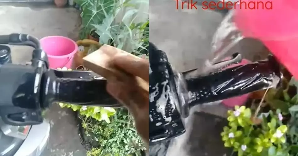 Trik bersihkan kerak membandel di karet stang motor © YouTube