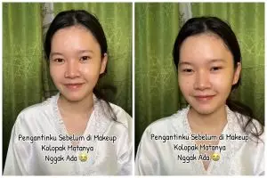 Bikin pangling, transformasi makeup wanita bermata sipit ini auto jadi lebar padahal cuma pakai eyelid
