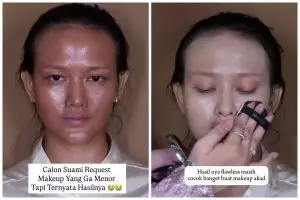 Request tak menor, transformasi makeup pengantin tan skin dirias glamor ini tampak mewah dan elegan