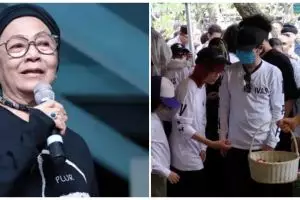 Momen haru Bimbim Slank saat melepas Bunda Iffet ke peristirahatan terakhir