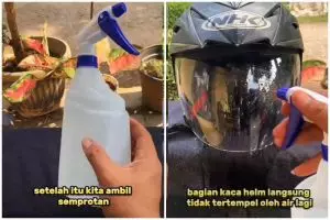 Pengguna kacamata harus tahu, ini trik bikin kaca helm nggak berembun saat kena air hujan