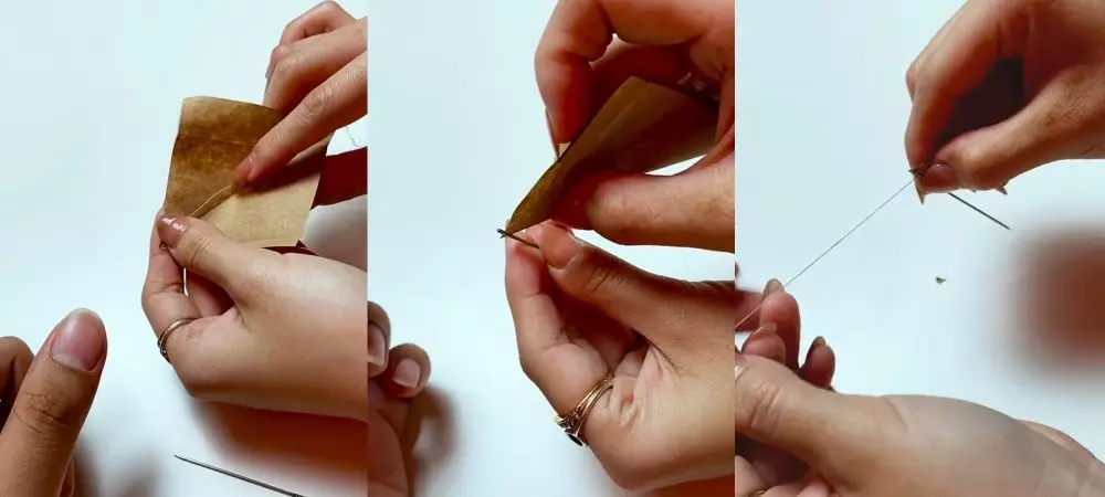 trik mudah masukkan benang ke dalam jarum jahit cuma pakai 1 peralatan tulis © berbagai sumber