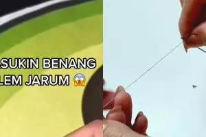 Tanpa bantuan kaca pembesar, ini cara gampang masukkan benang dalam jarum jahit pakai 1 alat tulis