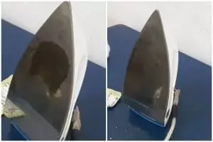 Bukan pakai garam atau sabun, ini trik ampuh hilangkan kerak gosong pada setrika dengan 1 jenis obat