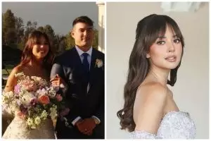 5 Potret detail makeup glaze skin Aurelie Moeremans saat resepsi nikah, tampil bak putri Disney