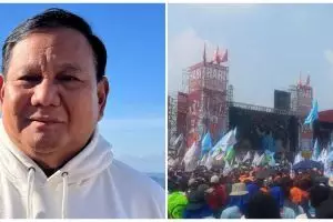 Prabowo hadir dalam momentum Hari Buruh Internasional di Monas