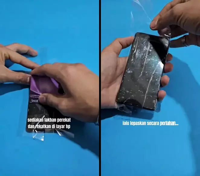 bersihkan layar HP kotor pakai selotip  © 2025 TikTok