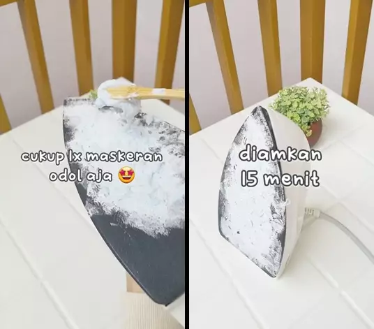 bersihkan kerak gosong di setrika  © 2025 TikTok