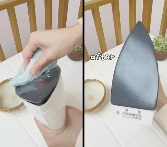 bersihkan kerak gosong di setrika  © 2025 TikTok