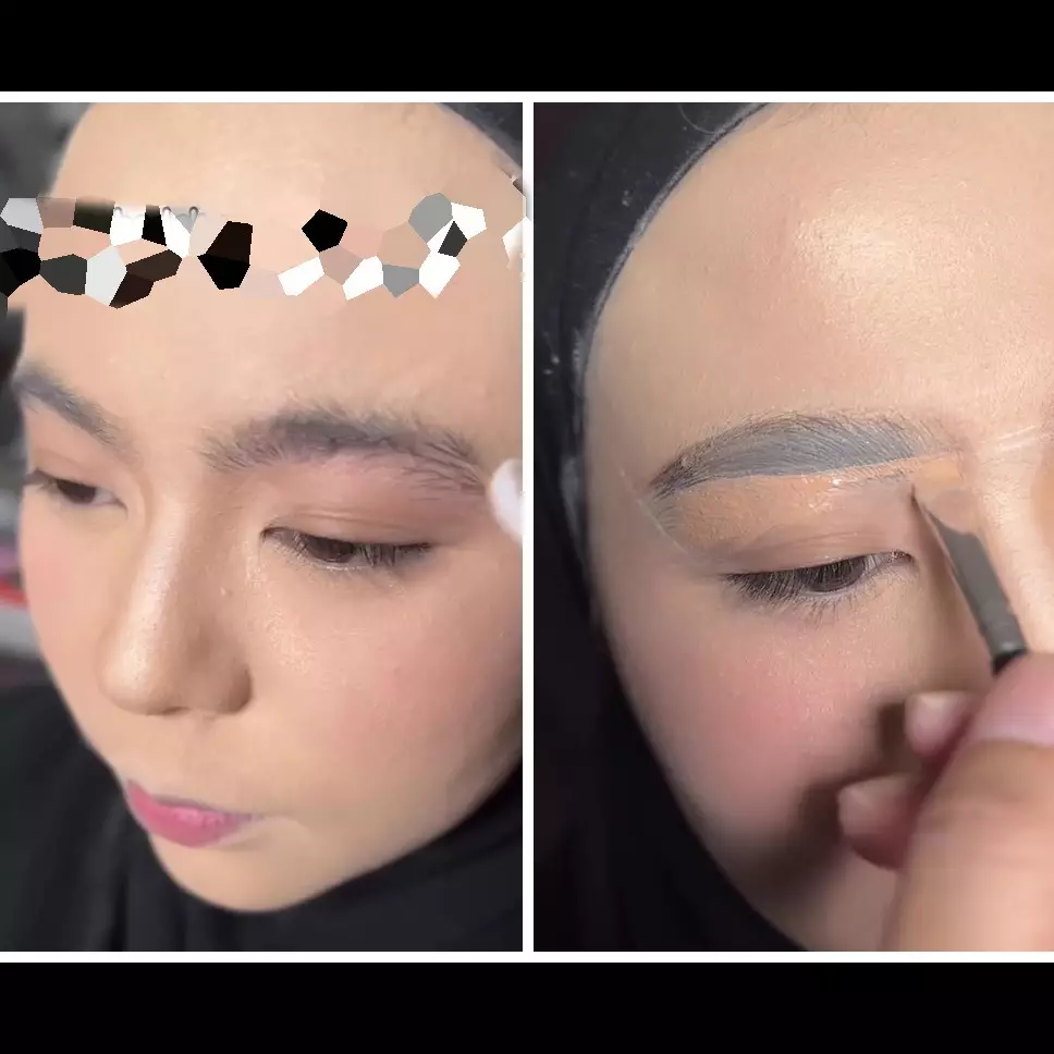 Transformasi makeup wanita beralis tebal ini tampak rapi meski tak dicukur, hasilnya bak disulam