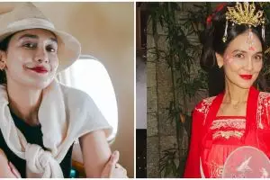 9 Potret Luna Maya pakai hanfu busana tradisional Tiongkok saat bridal shower, elegan pol