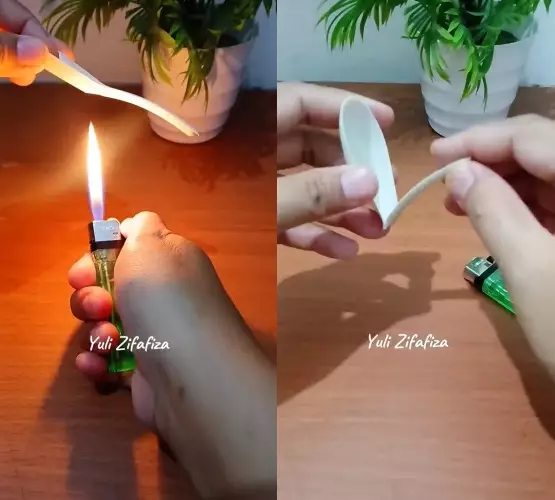 Trik kreatif mengubah sendok plastik bekas © YouTube Trik kreatif mengubah sendok plastik bekas © YouTube