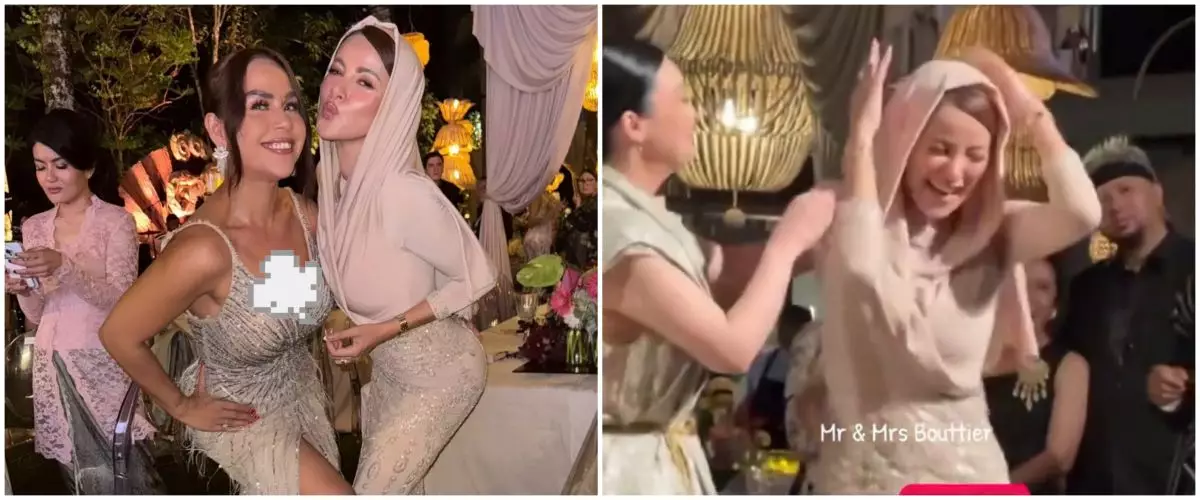 9 Potret Olla Ramlan hadiri resepsi nikah Luna Maya dan Maxime Bouttier, gaya hijabnya jadi sorotan