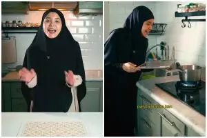 Kini hobi ngonten masak, 9 potret dapur istri Babe Cabita ini kitchen setnya hijau tapi nggak norak