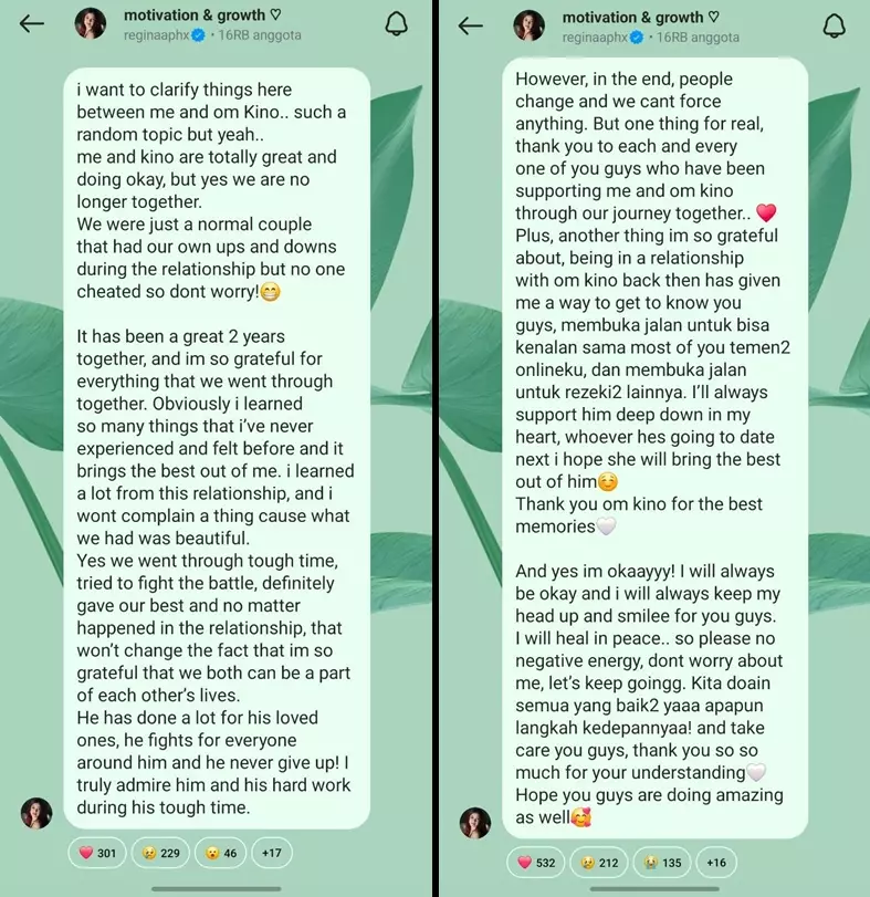 okin dan regina phoenix putus © 2025 Instagram