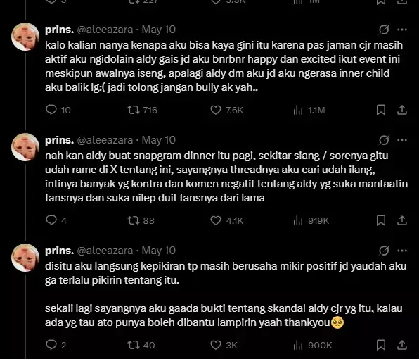 Viral Aldy eks CJR nilep uang fans © berbagai sumber Viral Aldy eks CJR nilep uang fans © berbagai sumber