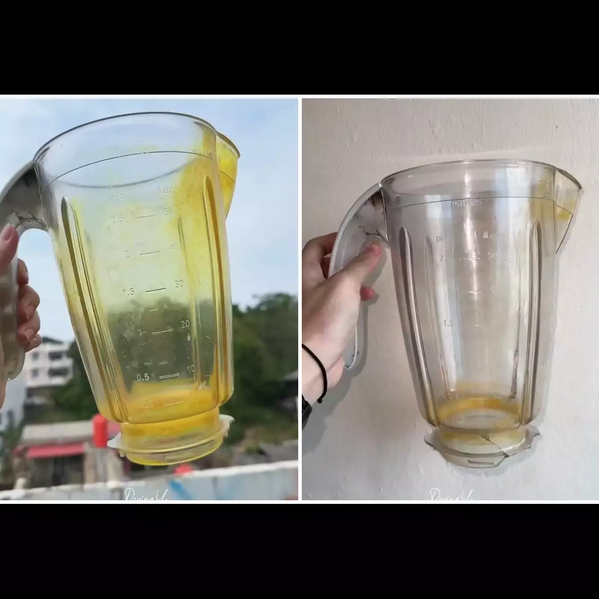 Tanpa dicuci air, sekarang begini trik mengembalikan gelas blender penuh noda kunyit jadi bersih lagi