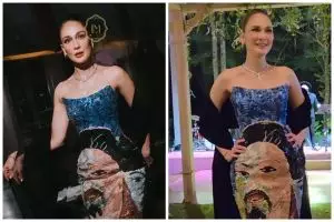 Terinspirasi dari lukisan terakhir sang ayah, 7 detail gaun after party Luna Maya ini bawa kisah haru