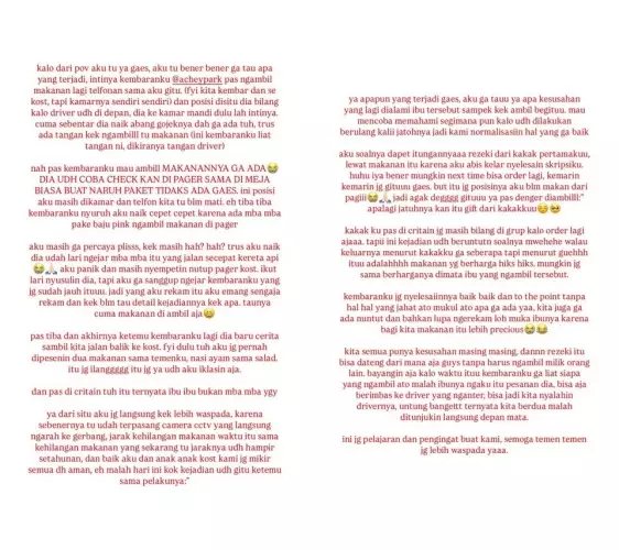 Viral kisah wanita tak terima makanannya dicolong © Instagram