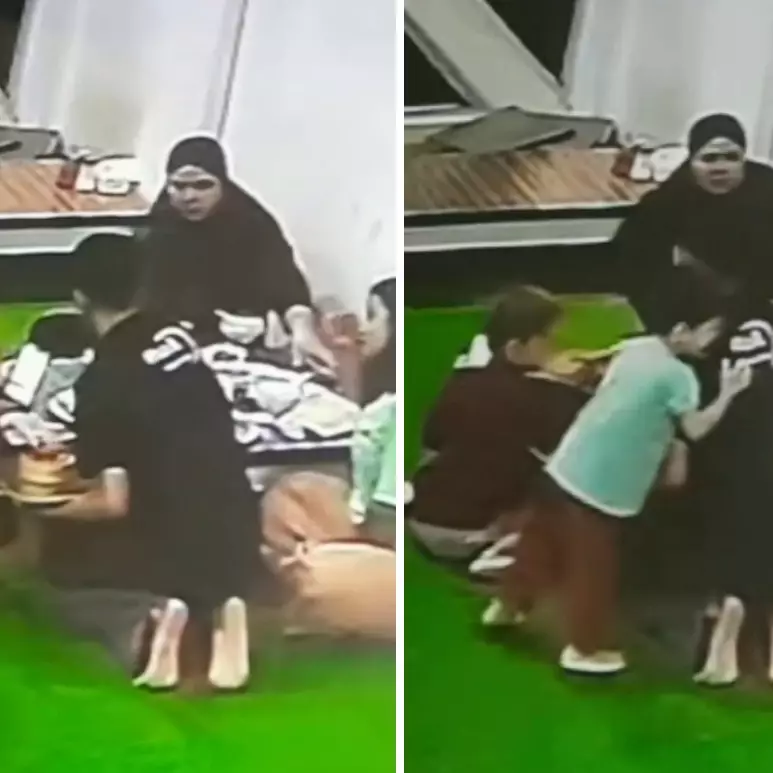 Awalnya terlihat sepele, momen pramusaji dipeluk anak kecil ini bikin haru, begini kisah di baliknya