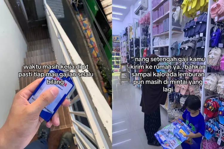 Pria kesal karena ibu minta setengah gaji © TikTok