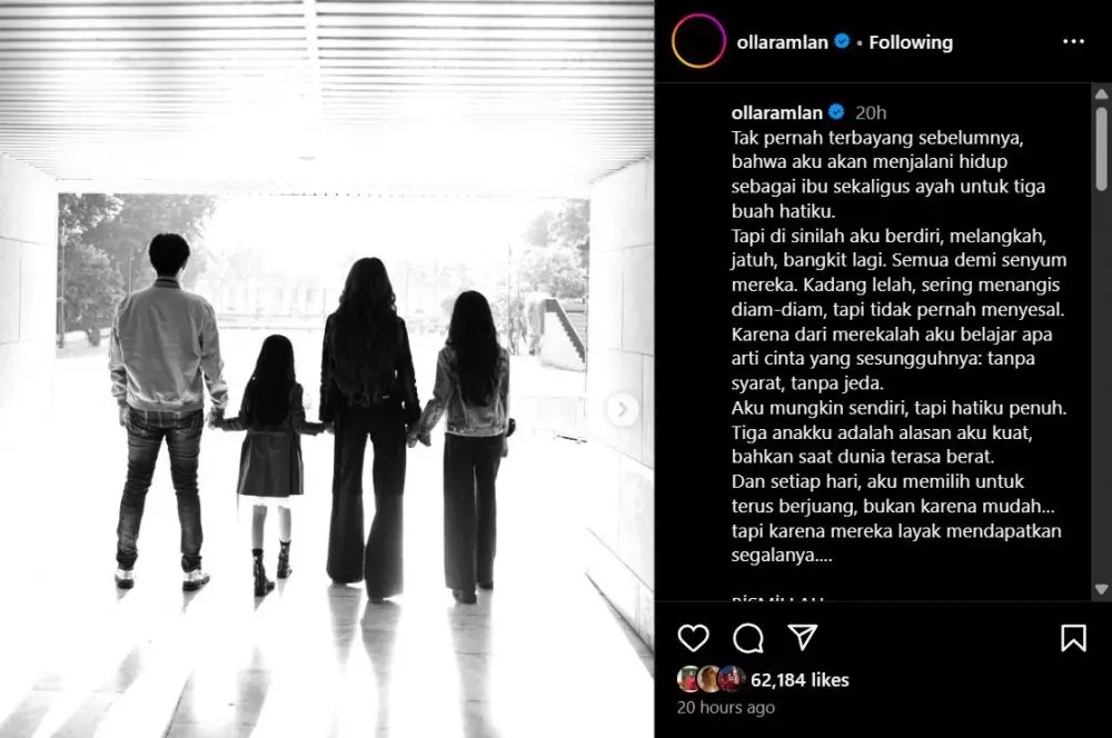 olla ramlan sulit jadi single mother  © 2025 Instagram