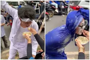 Momen Bobotoh disuapin ibu-ibu saat konvoi Persib juara, definisi mau ngapain aja ayo, asal makan dulu