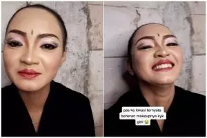 Kecewa sama hasil riasan MUA pilihan sendiri, wanita ini minta tolong temannya untuk dimakeup ulang