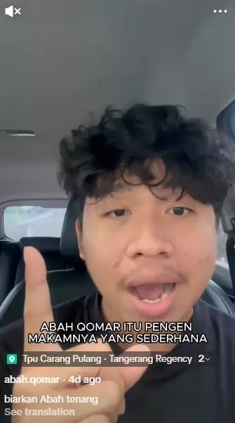 Anak komedian Qomar murka usai viral video makam ayahnya © TikTok