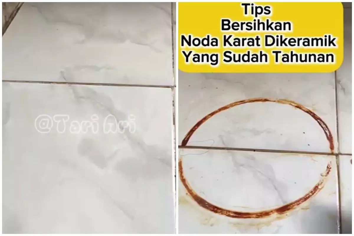 Tak berbekas super kinclong, trik bersihkan noda karat bekas tabung gas di lantai ini ampuh