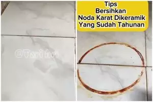 Tak berbekas super kinclong, trik bersihkan noda karat bekas tabung gas di lantai ini ampuh