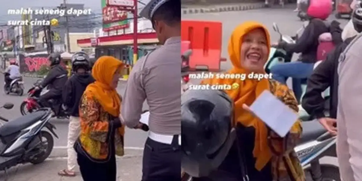 Namanya juga emak-emak, reaksi dapat 'surat cinta' polisi gegara tak berhelm ini bikin geleng kepala