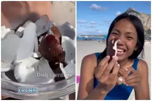 Wanita Sunda liburan di pantai Italia jajan kelapa tua sepotong Rp 35 ribu, bisa bikin keremian nggak?