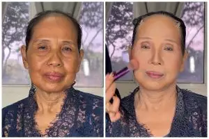 MUA ini recreate makeup wedding ala Luna Maya pada wanita paruh baya, transformasinya tuai pujian