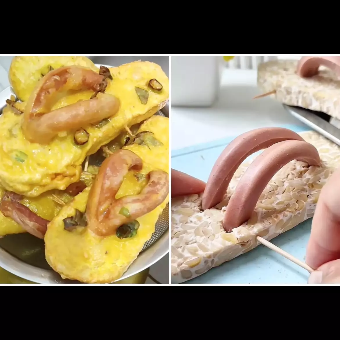Bukan tipuan AI, ini cara bikin sandal goreng jepit dari tempe dan sosis yang lucu dan gampang dibuat