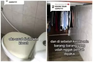 Wanita ini bagikan kondisi kamarnya yang ada di dalam toilet, konsepnya bikin nggak abis pikir