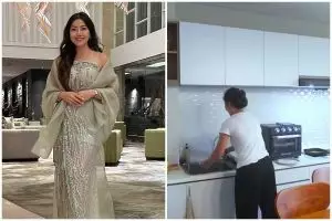 Dulu nyaris ngekos abis cerai, 9 potret dapur apartemen Inge Anugrah yang minimalis bernuansa putih