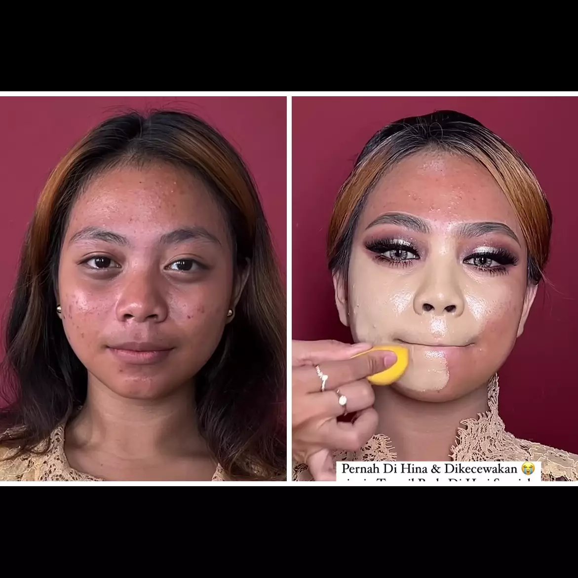 Awalnya tampak dempul, transformasi cewek kulit sawo matang pakai foundation putih hasilnya natural