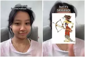 Skill meriasnya juara, transformasi wanita makeup ala tokoh wayang Srikandi ini hasilnya bikin takjub