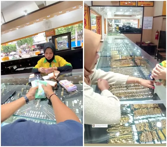 Suami nabung uang pecahan di kresek demi perhiasan istri © 2025 TikTok