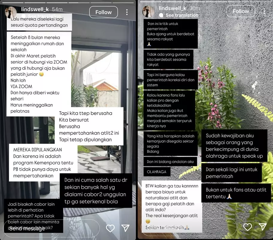 Lindswell Kwok kuak kesenjangan apresiasi atlet Indonesia  © 2025 Instagram Lindswell Kwok kuak kesenjangan apresiasi atlet Indonesia  © 2025 Instagram