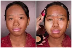 Definisi pangling nggak harus menor, transformasi cewek kulit sawo matang dirias nude ini jadi elegan