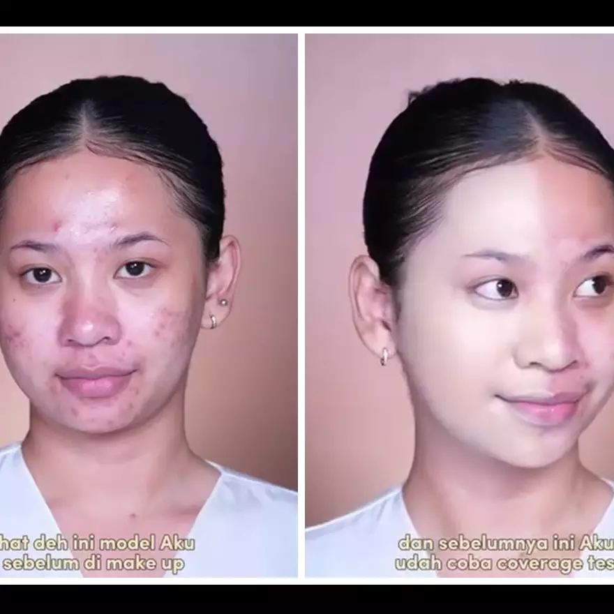 Kulit berminyak dan jerawatan, transformasi cewek dirias ini bak beda orang meski tanpa foundation