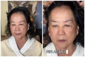 Tampak lebih muda 20 tahun, transformasi nenek-nenek dirias glamor ini jadi fresh tanpa smile line